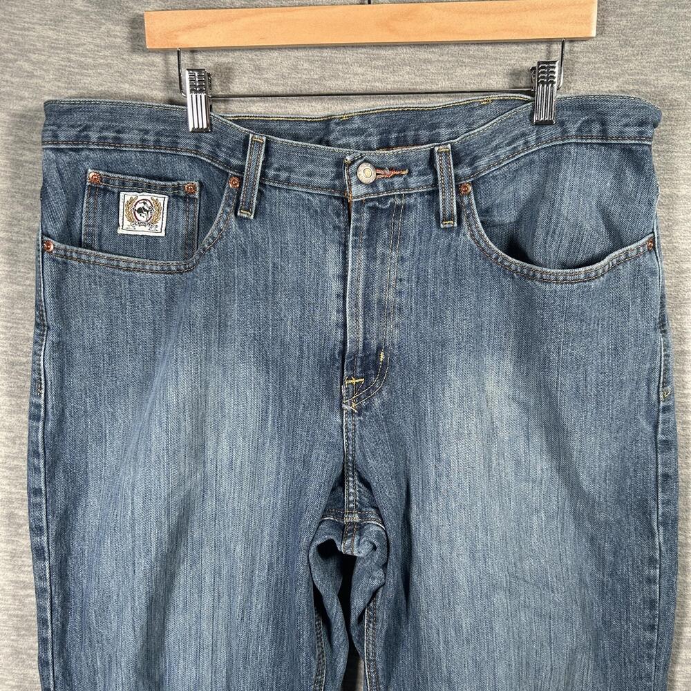 Cinch Jeans Men 38x34 Blue White Label 013 Rigid Relaxed Denim Cowboy Western
